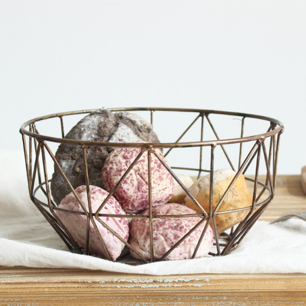 Retro Style Iron Storage Basket Houseohld Sundries Fruit Organizer - S