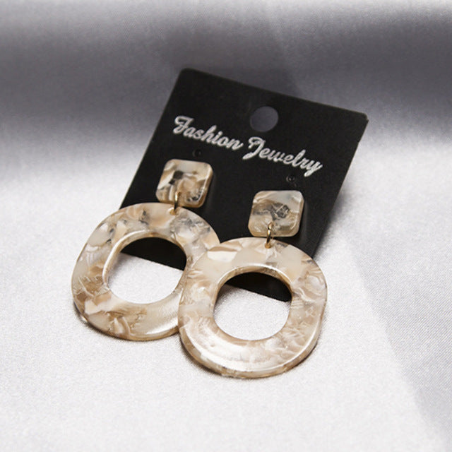 Sale 2018 Acrylic Resin Earrings For Women Geometry Big Circle Earrings Fashion Jewelry