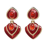 JUJIA Ethnic Bohemian Luxury Gem Stone Drop Earrings For Women Crystal Big Dangle Earring Statement za Jewelry