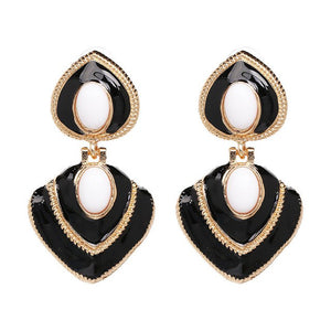 JUJIA Ethnic Bohemian Luxury Gem Stone Drop Earrings For Women Crystal Big Dangle Earring Statement za Jewelry