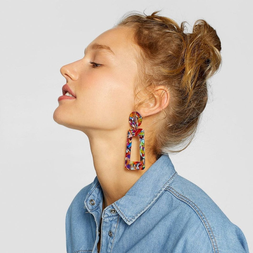 Za Jewelry Fashion Multicolor Women's Earrings Bohemian Statement Drop Dangle Earrings Resin Earrings