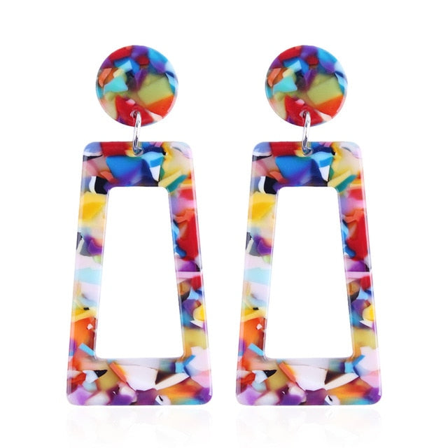 Za Jewelry Fashion Multicolor Women's Earrings Bohemian Statement Drop Dangle Earrings Resin Earrings