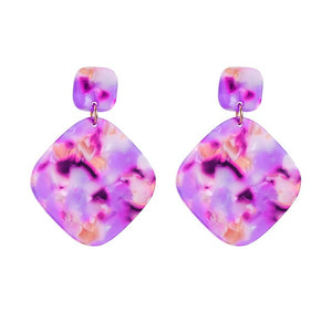 KISS ME Purple Geometric Resin Earrings for Women kpop Fashion Big Statement Earrings Fashion Accessories