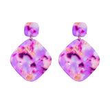KISS ME Purple Geometric Resin Earrings for Women kpop Fashion Big Statement Earrings Fashion Accessories